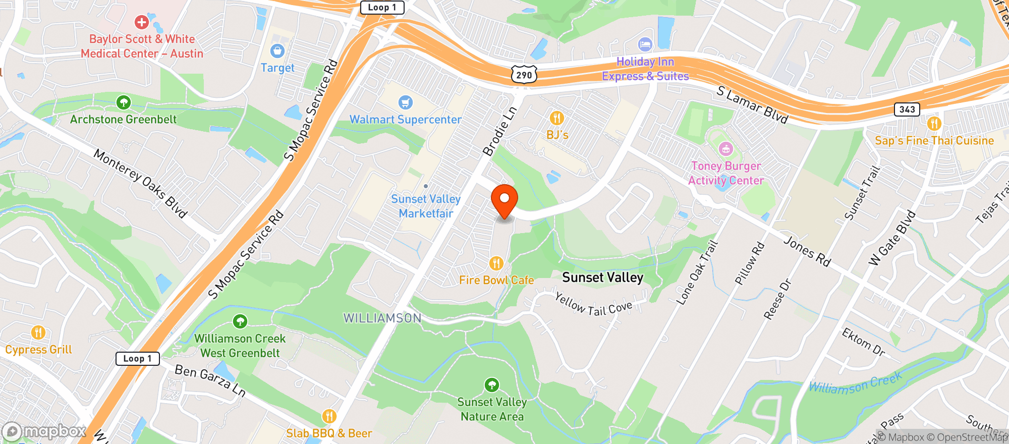 Map showing World Market Sunset Valley