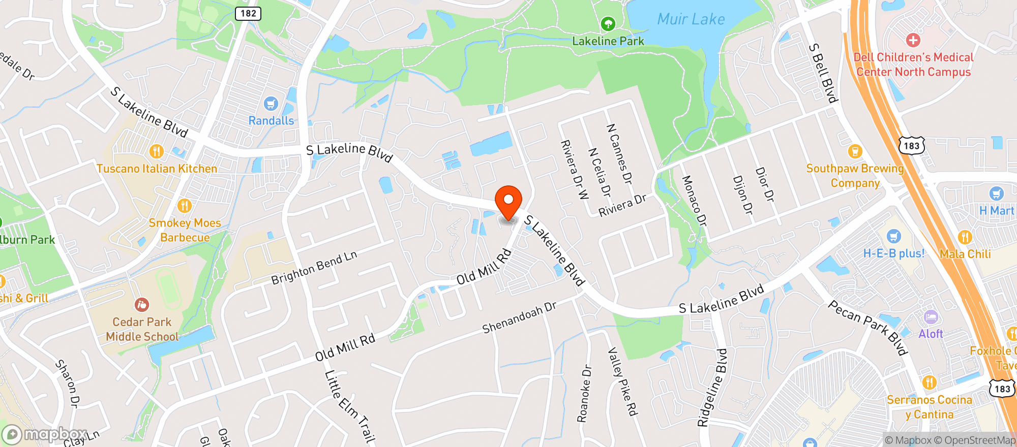 Map showing Big Bucket - Lakeline