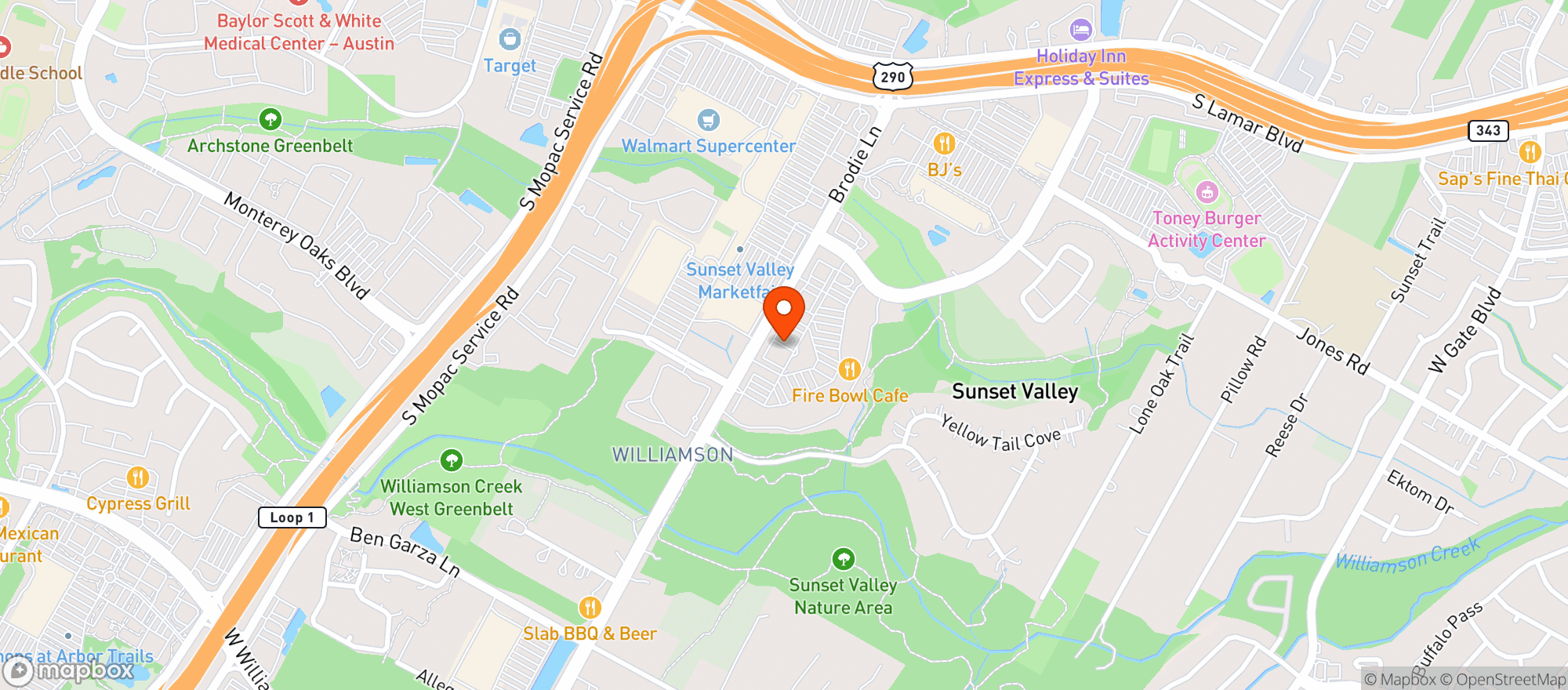 Map showing Total Wine & More - Sunset Valley