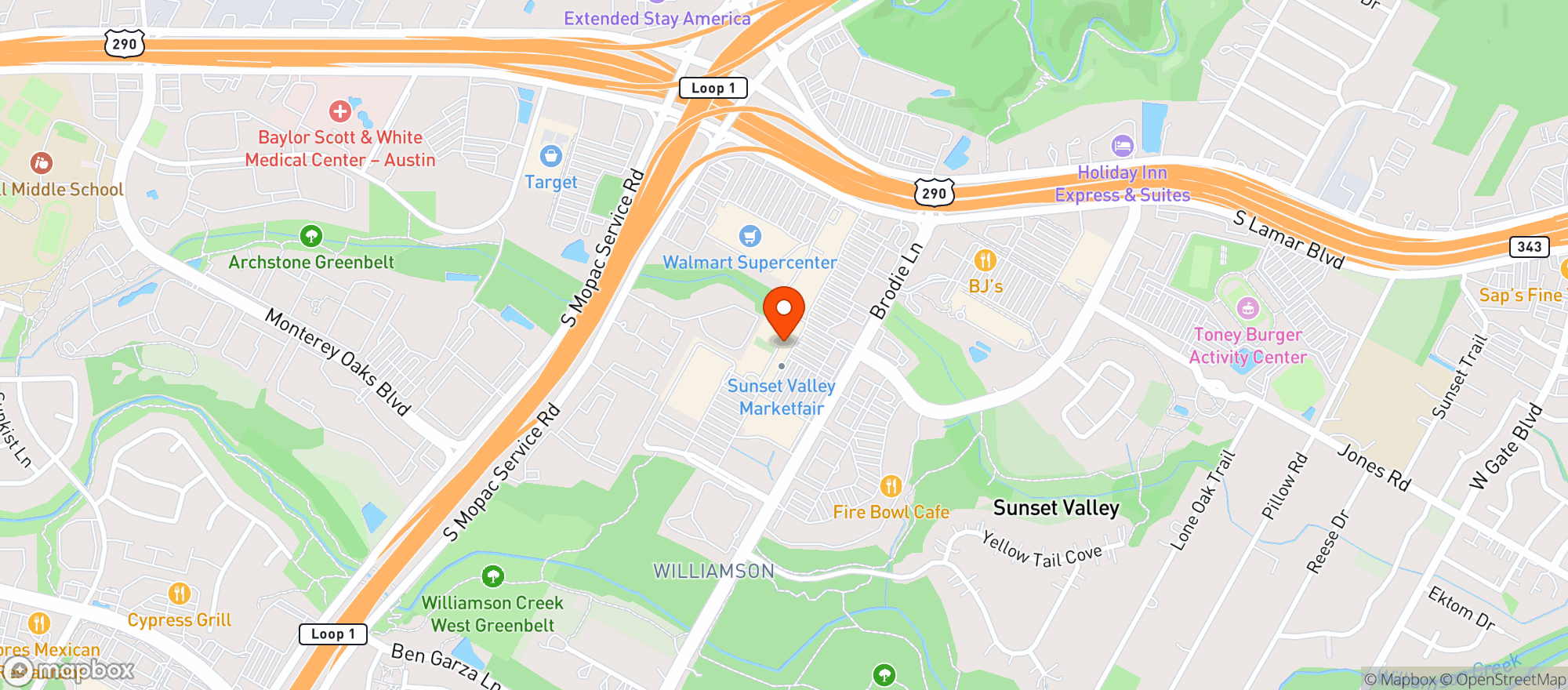 Map showing Vitamin Shoppe - Sunset Valley