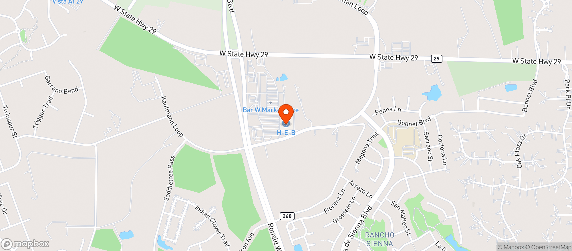 Map showing H-e-b
