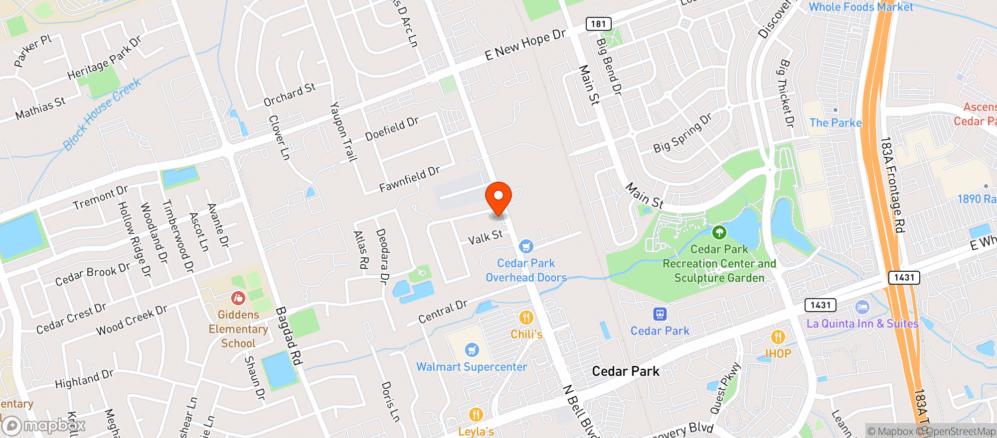 Map showing Planet K Gifts - Cedar Park