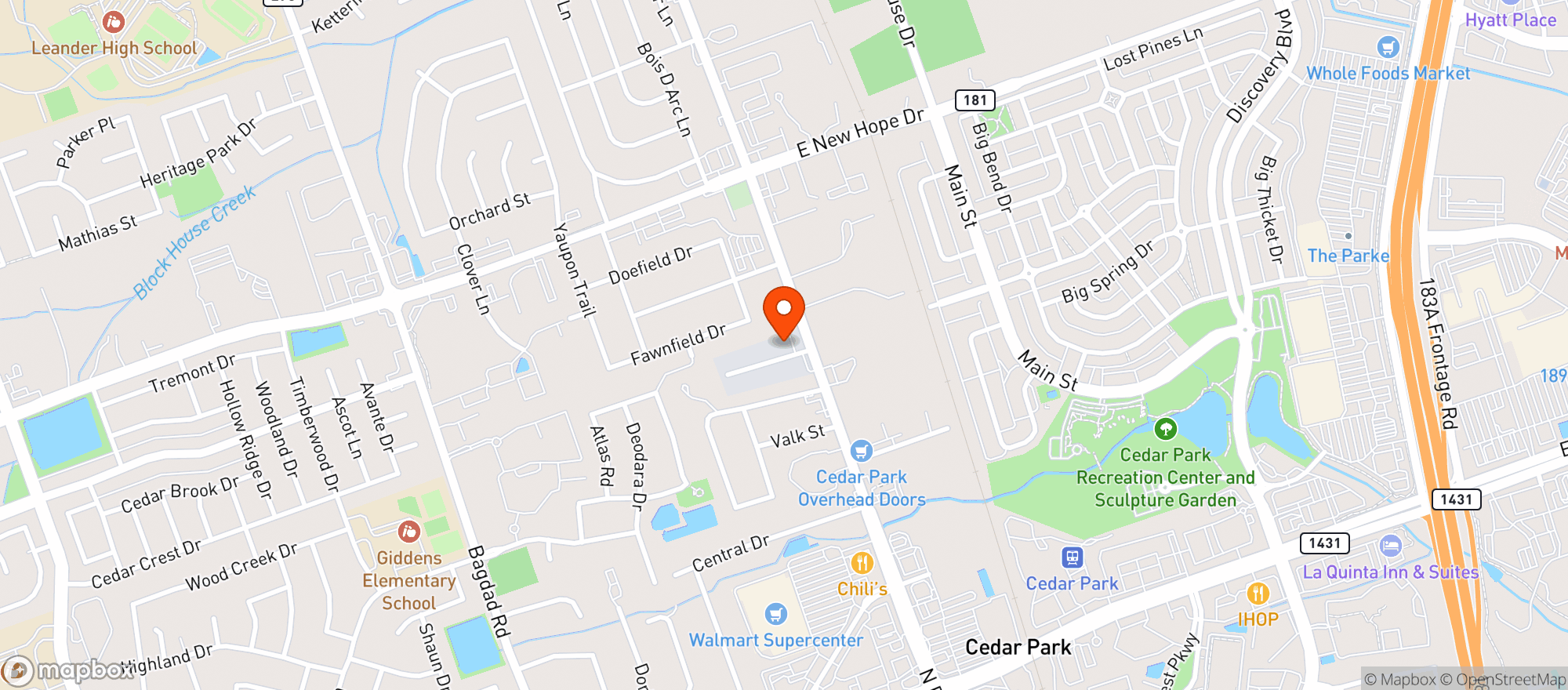 Map showing Pinnacle Essentials - Cedar Park