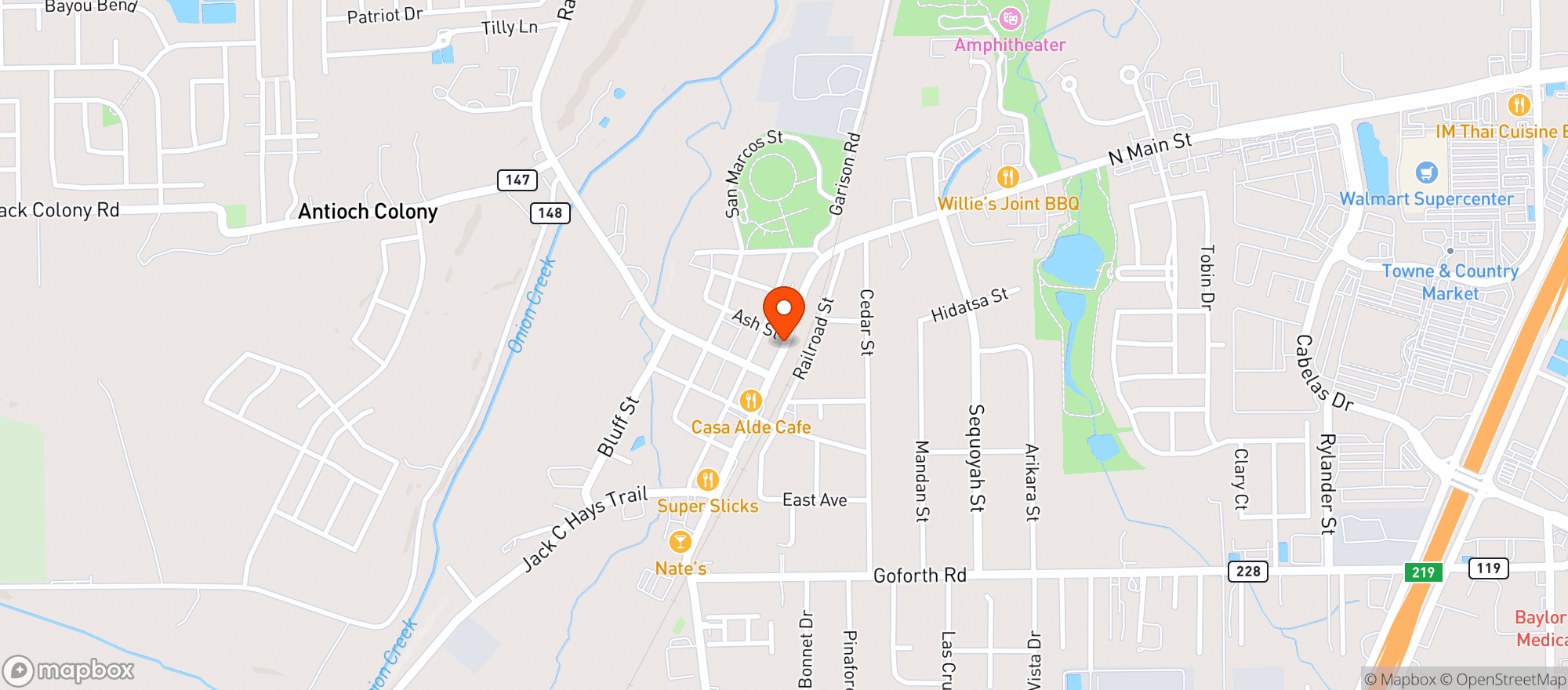 Map showing Main Street Pizzeria