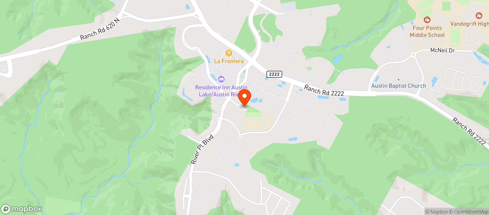 Map showing HEB Four Points