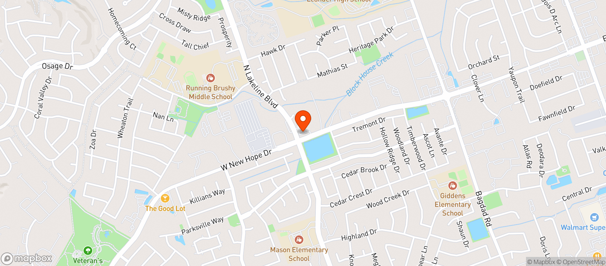 Map showing Lakeline Express Mart