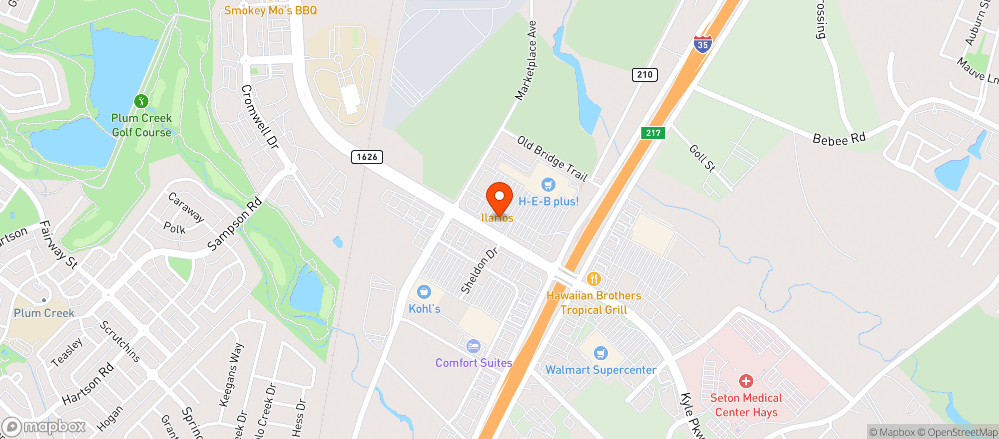 Map showing Heb Food Store