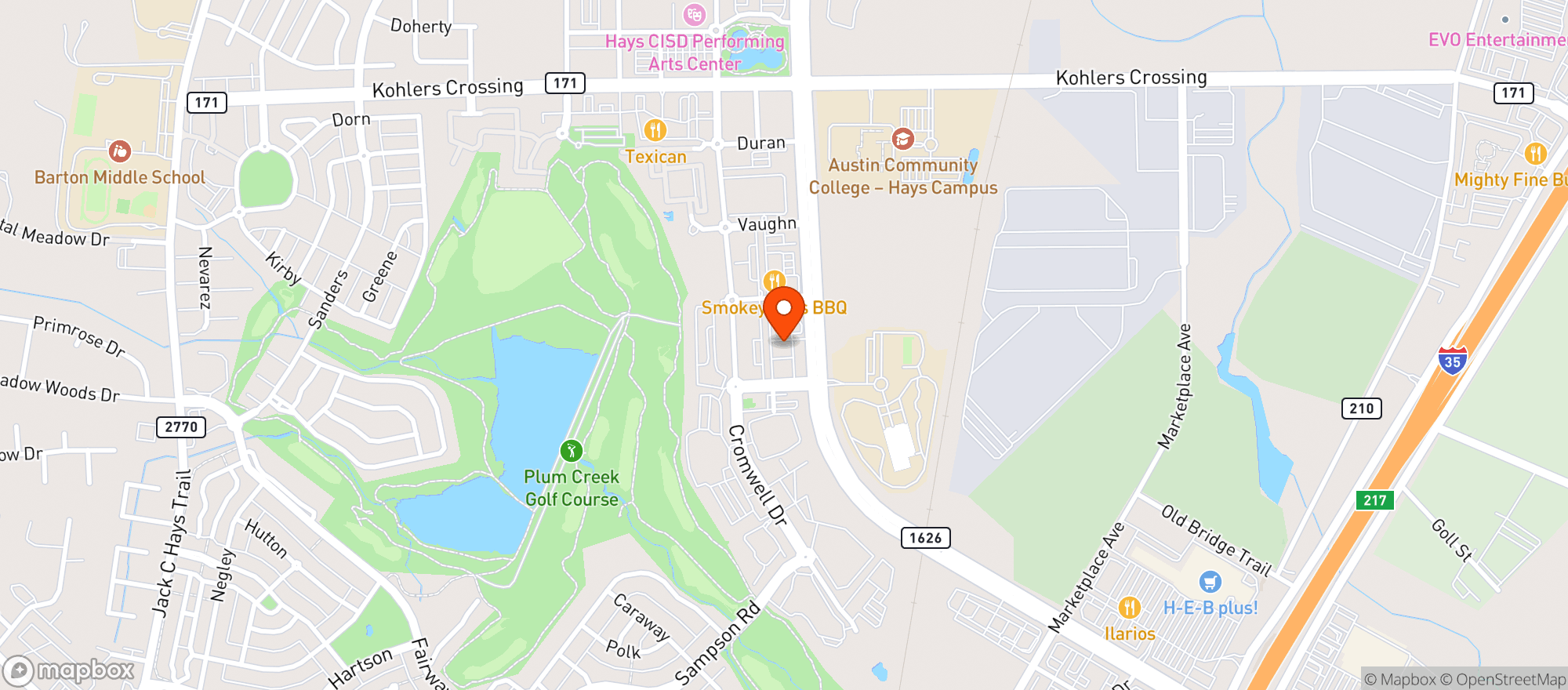 Map showing Food Box - Fm 1626