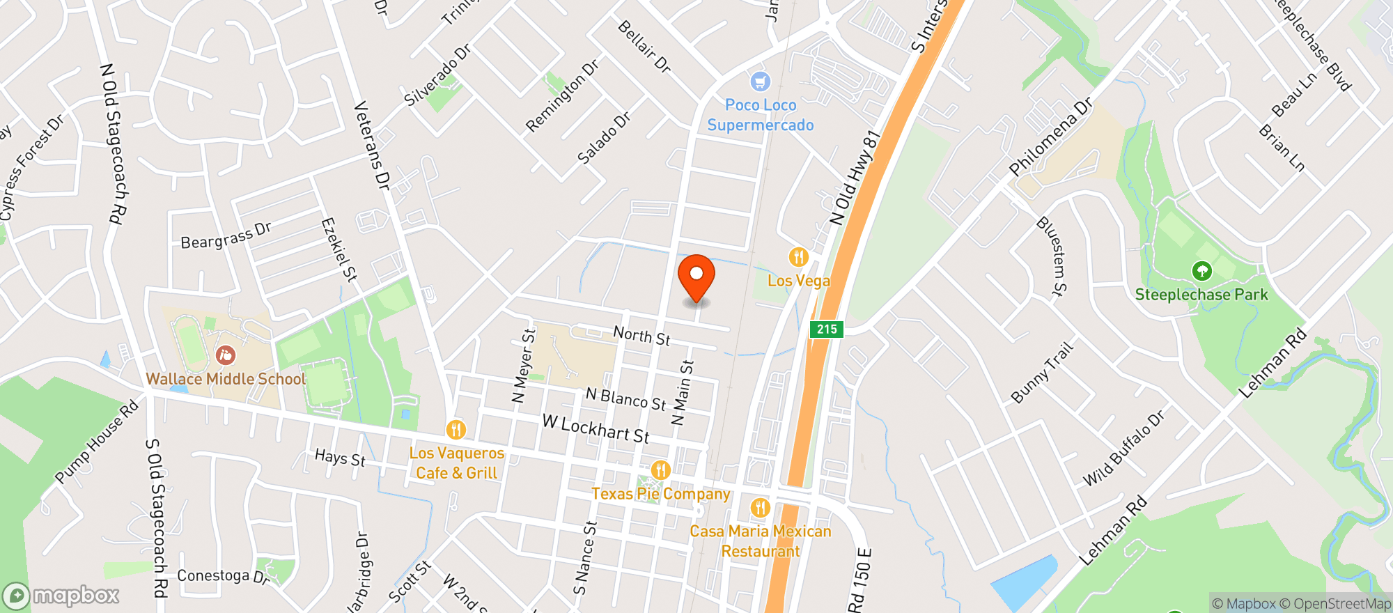 Map showing MAIN ST CHEVRON