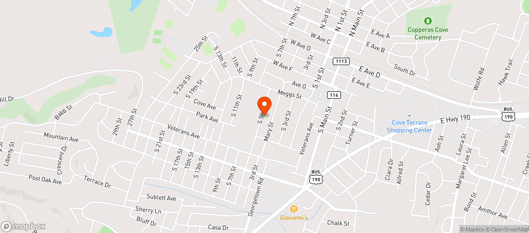Map showing HEB Plus Copperas Cove