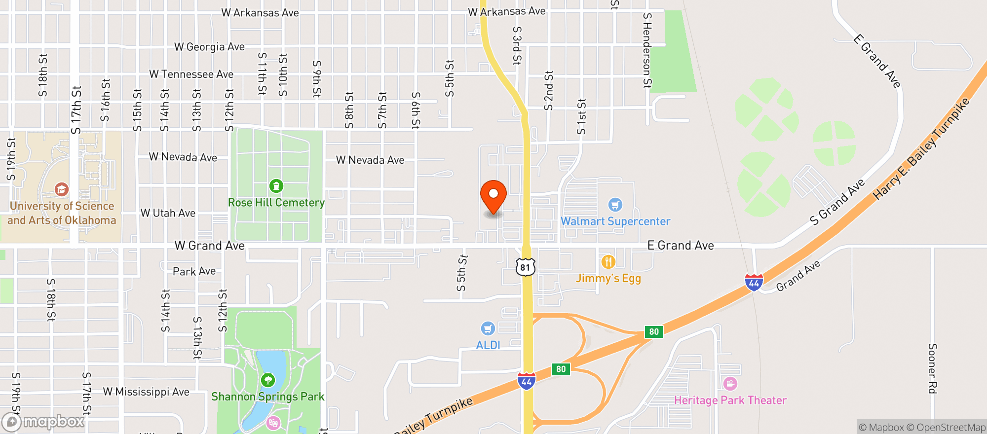 Map showing Chickasha Spirits