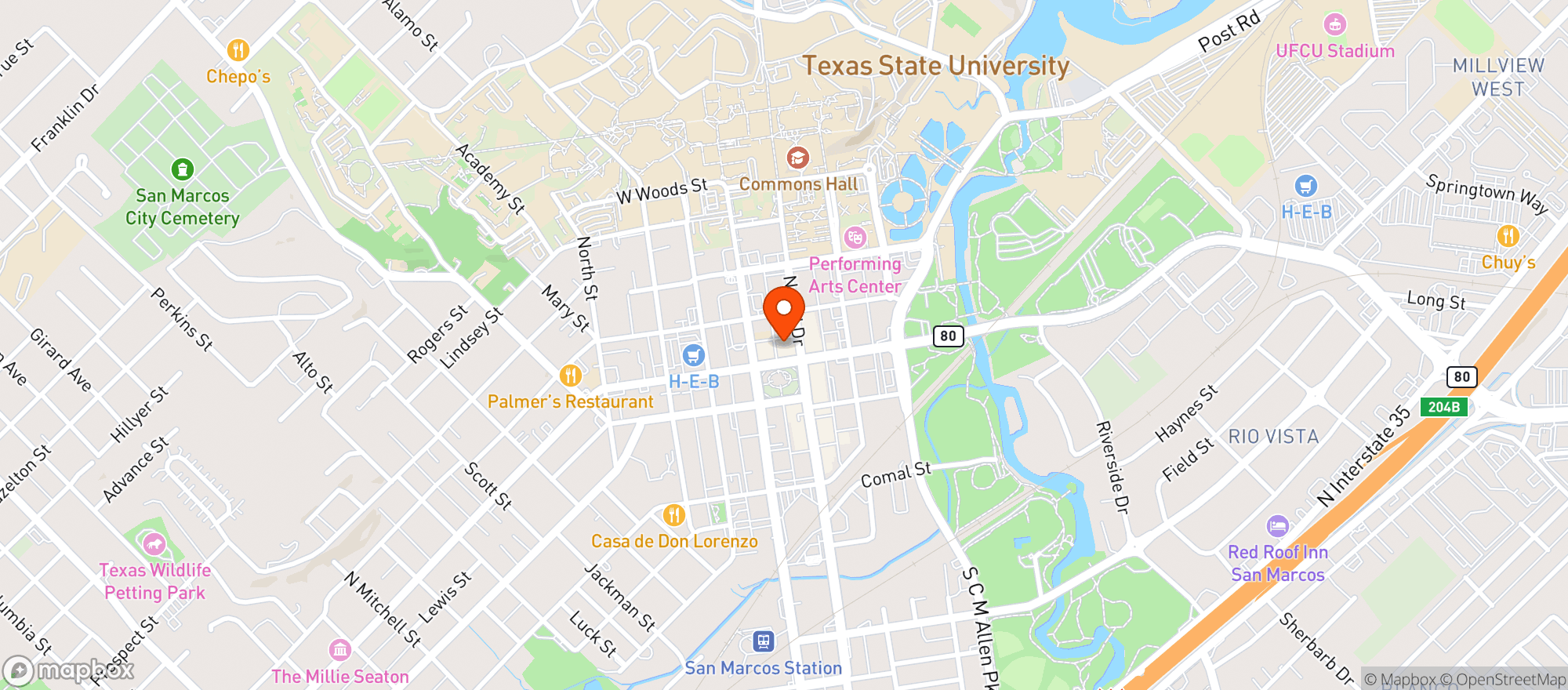 Map showing The Tap Room & The Porch On Hopkins