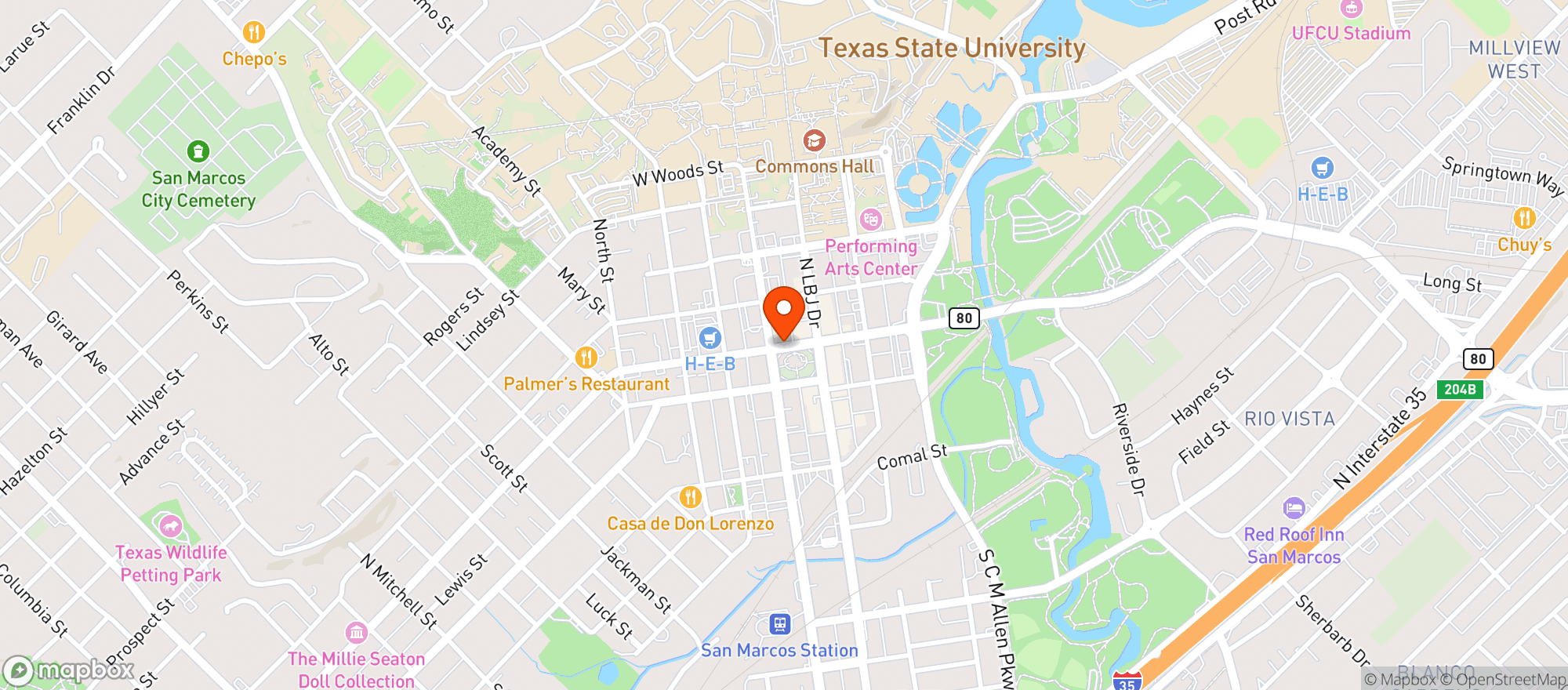 Map showing Texas Hill Country Vape & Smoke - San Marcos