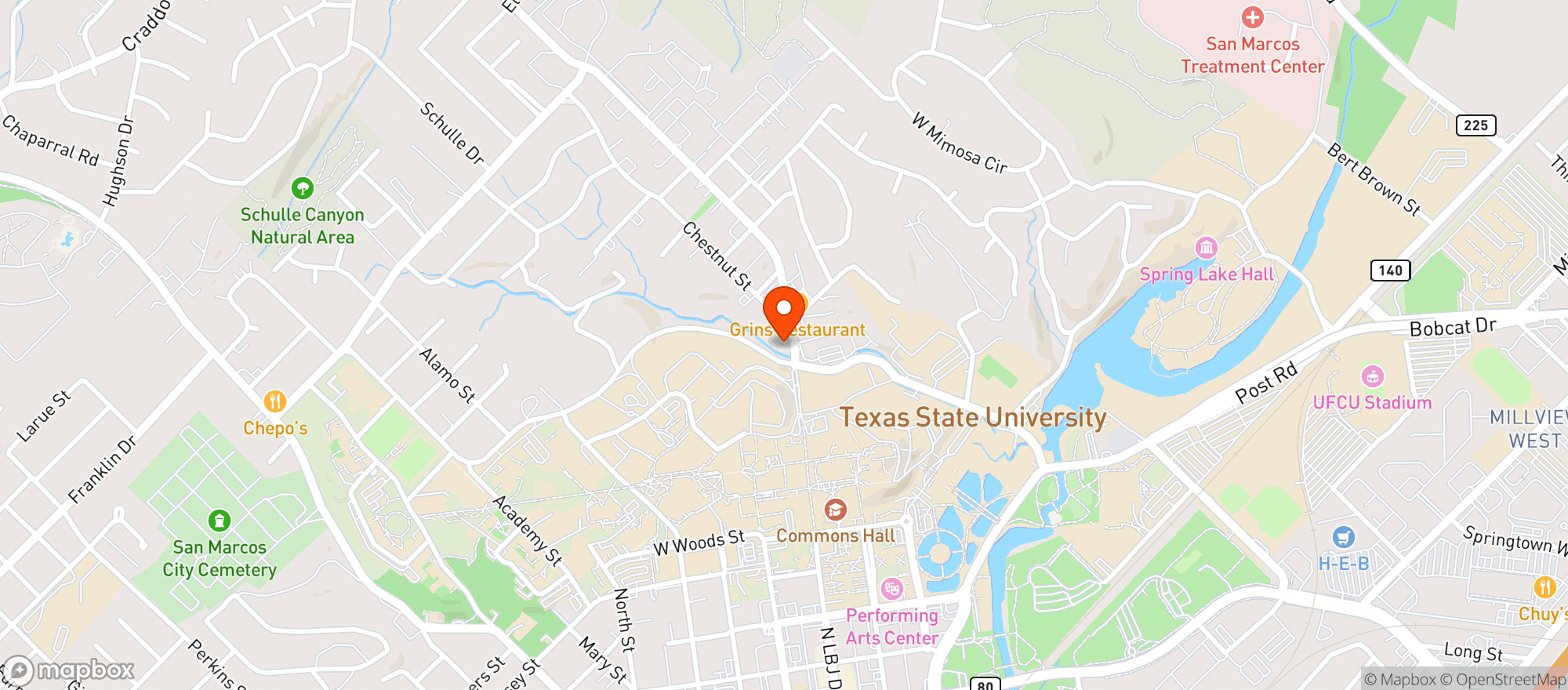 Map showing Snax Max - Lbj Dr