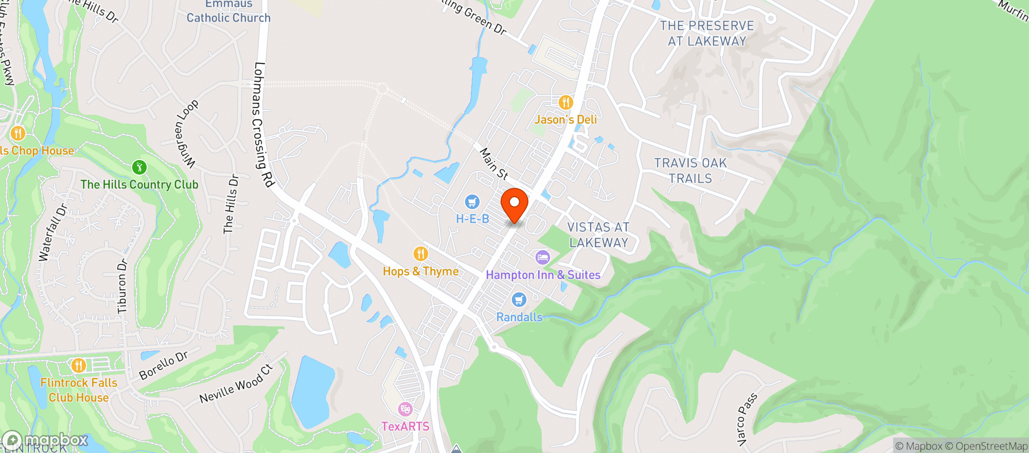 Map showing H E B