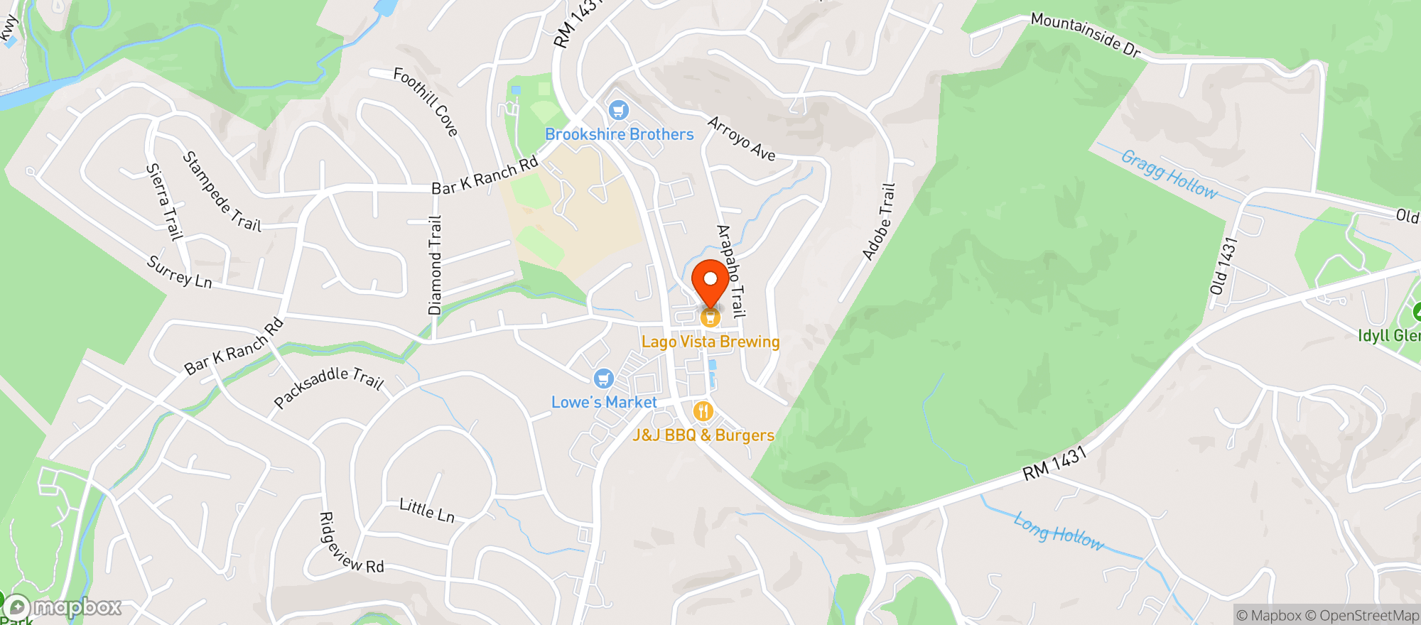 Map showing Lago Vista Brewing Compan