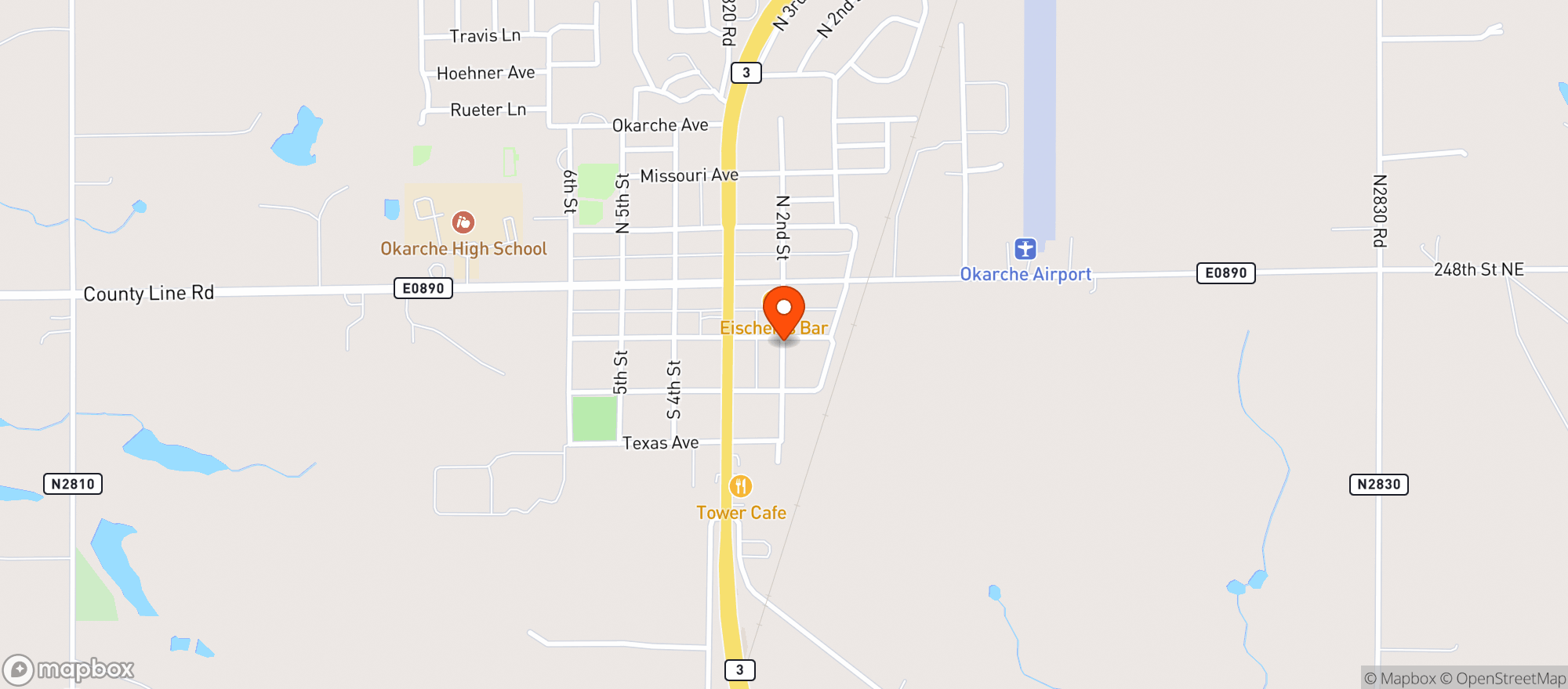 Map showing Woodys Liquor Store