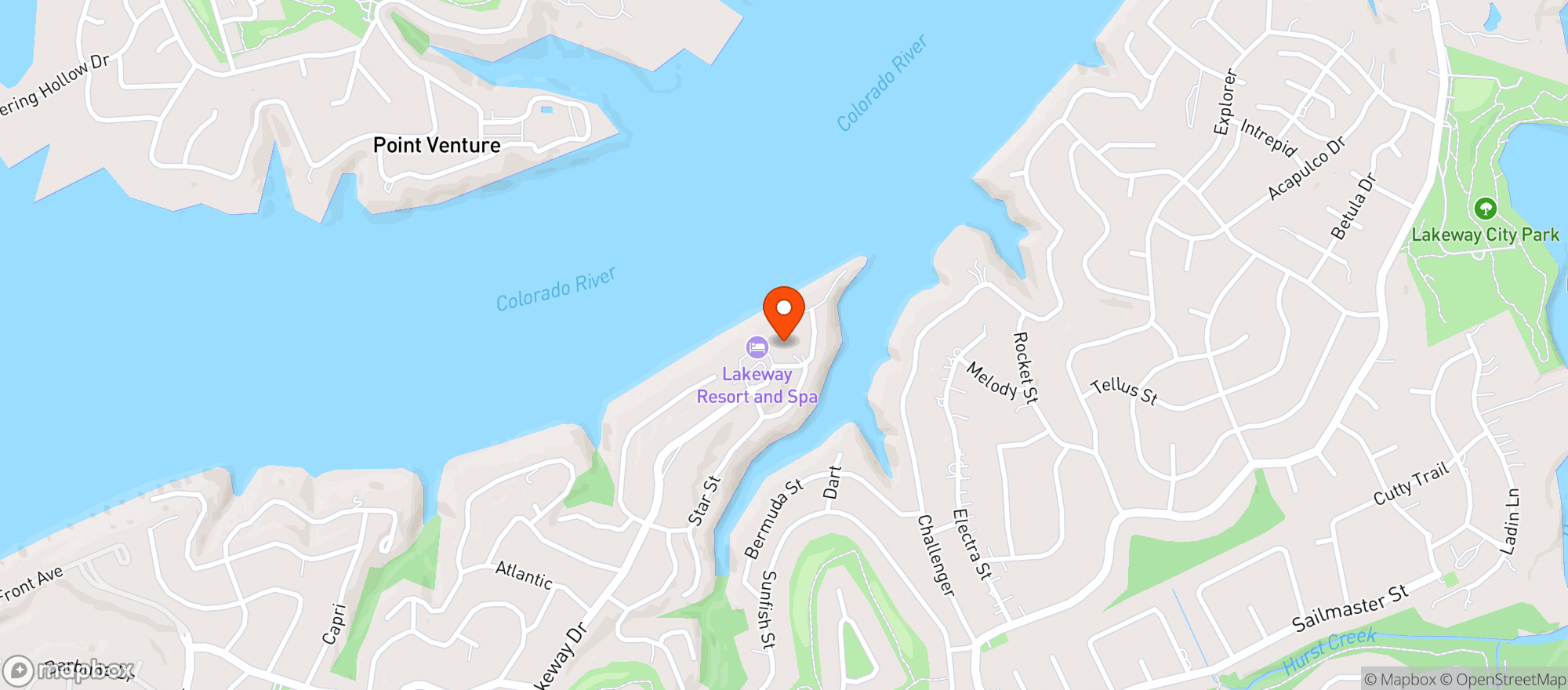 Map showing Lakeway Resort & Spa