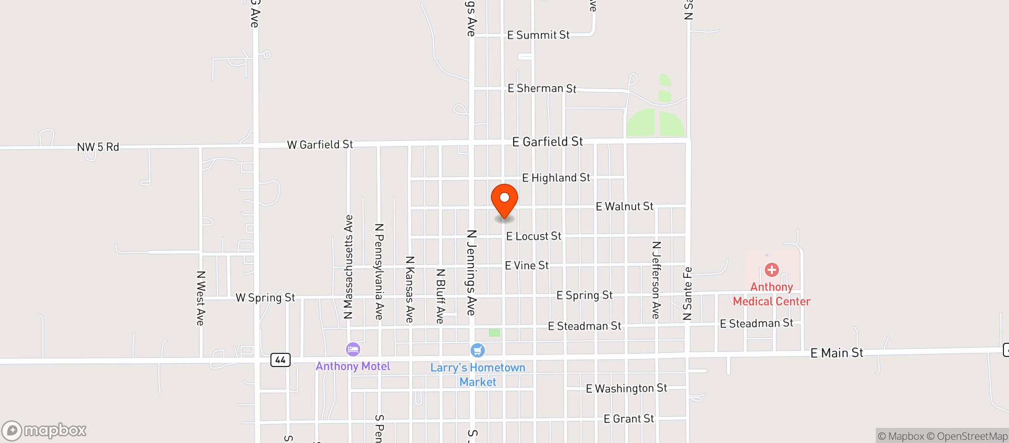 Map showing Anthony Liquor