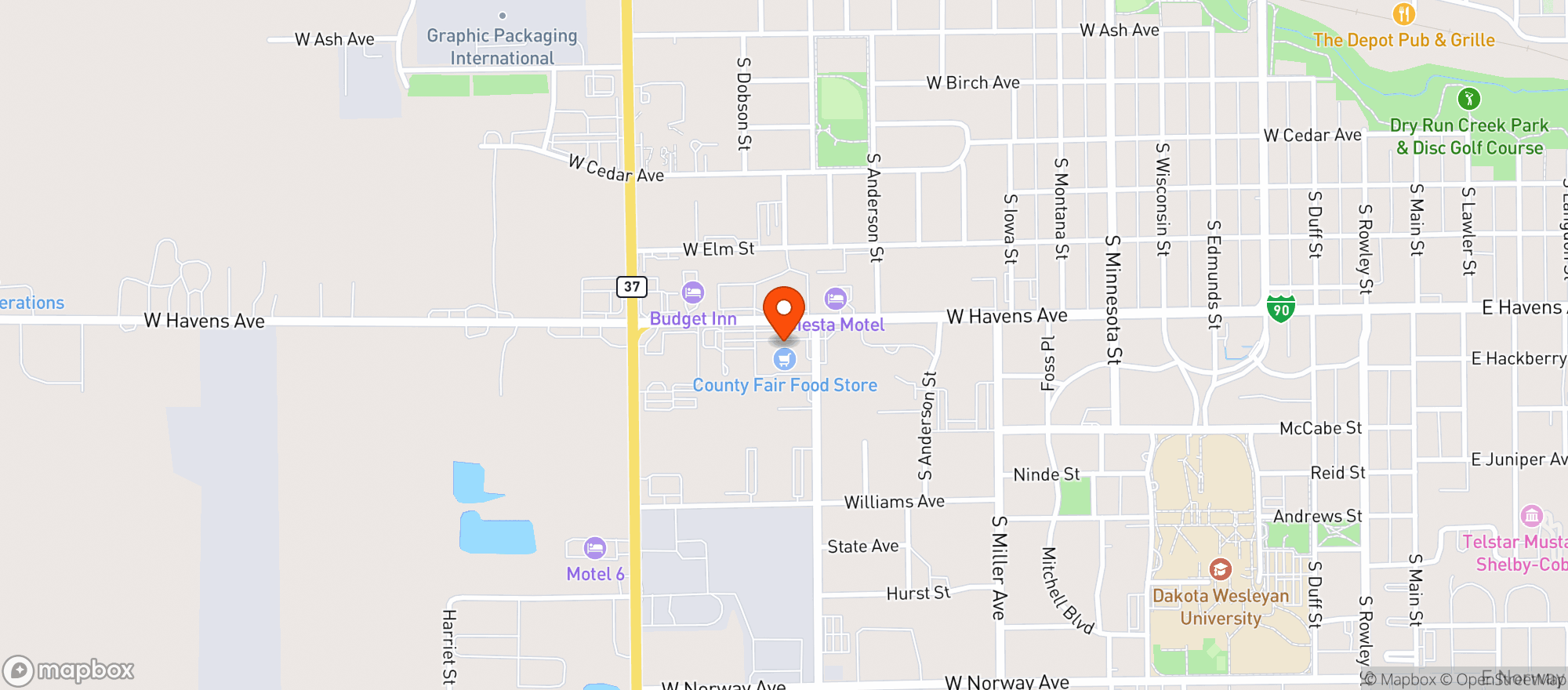 Map showing County Fair Food Store #102