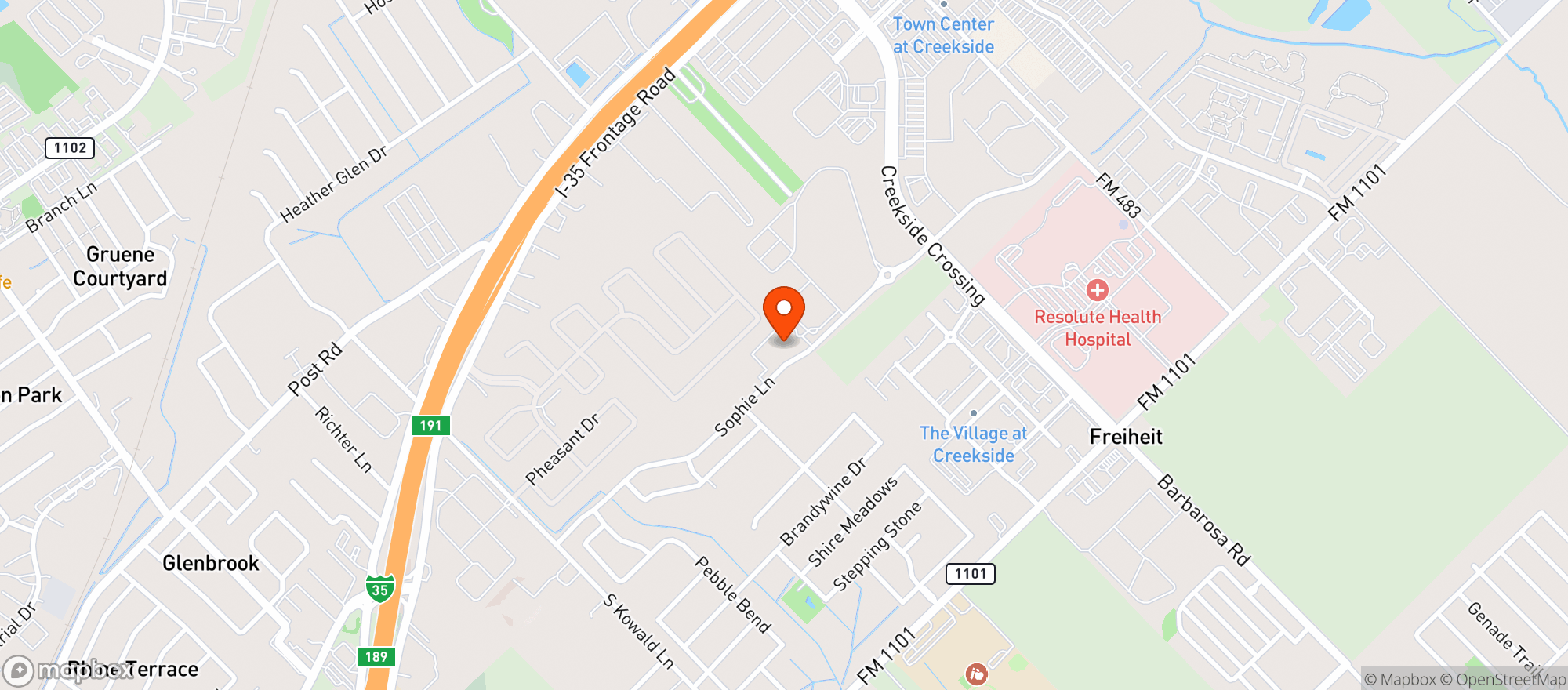 Map showing The Courthouse
