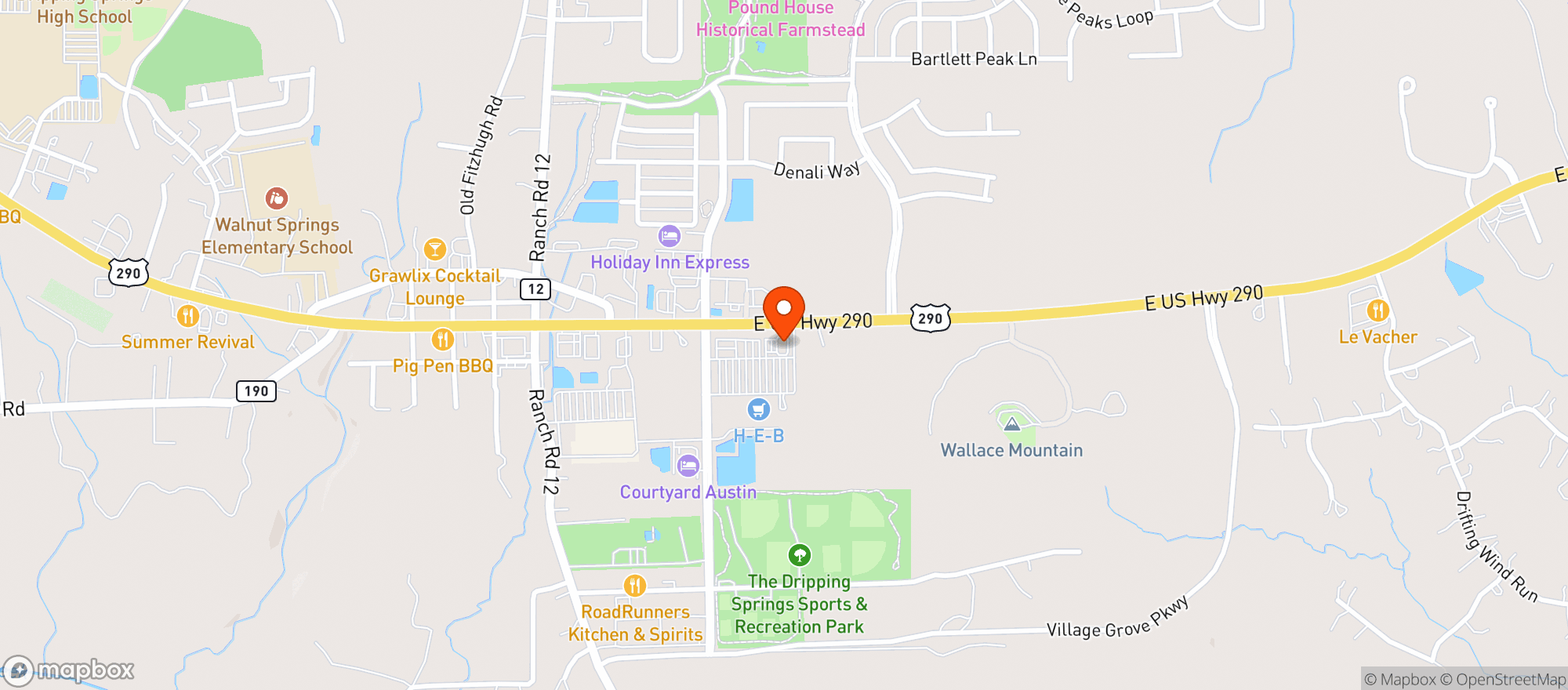 Map showing H E B (dripping Springs)