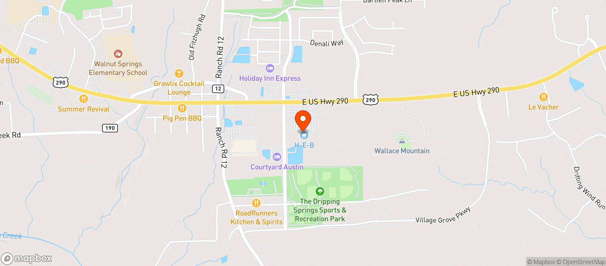 Map showing H-e-b