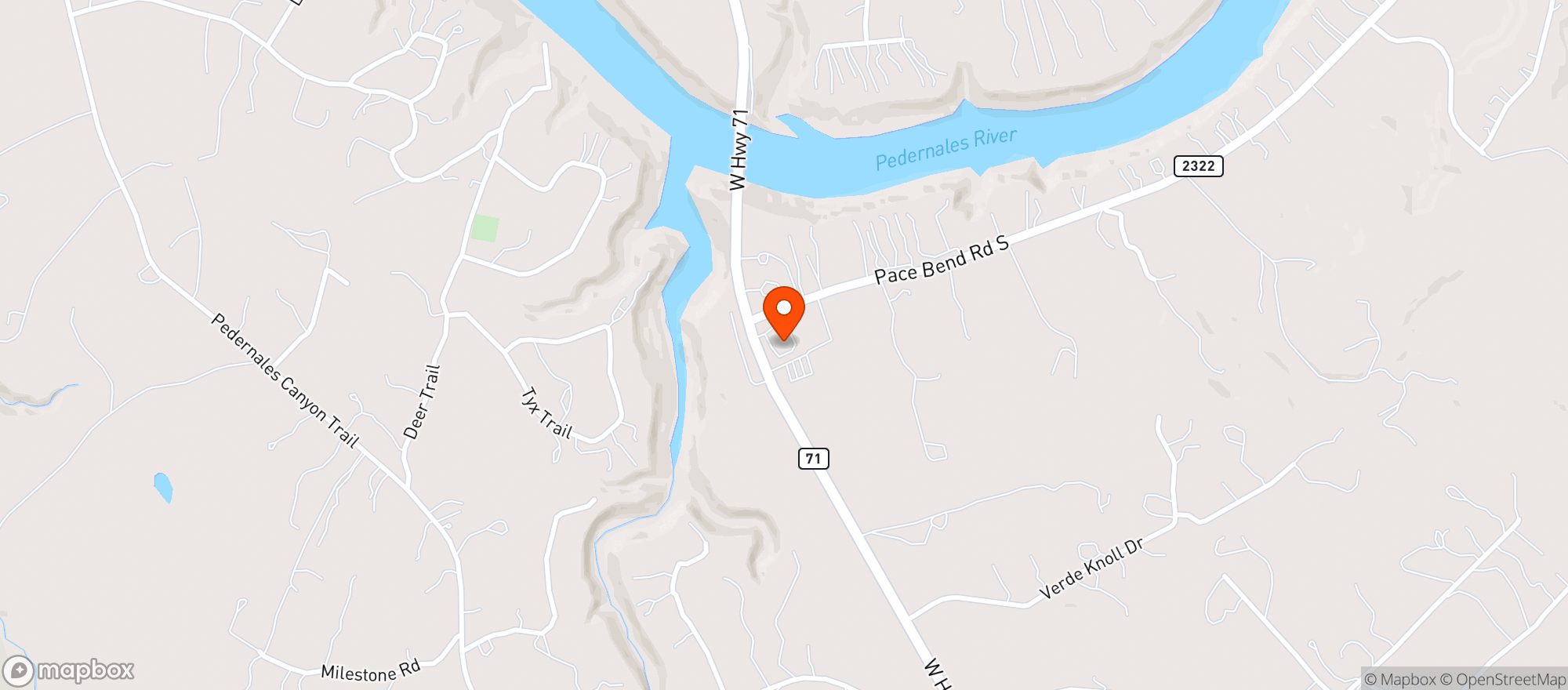 Map showing Woodys - Spicewood