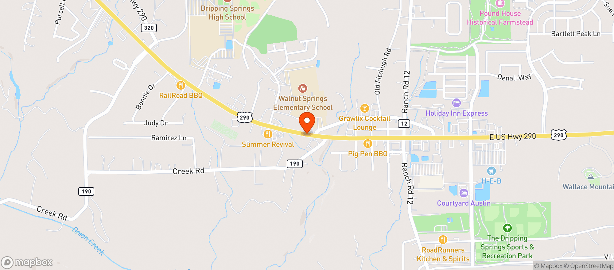 Map showing Dripping Springs Food Mart