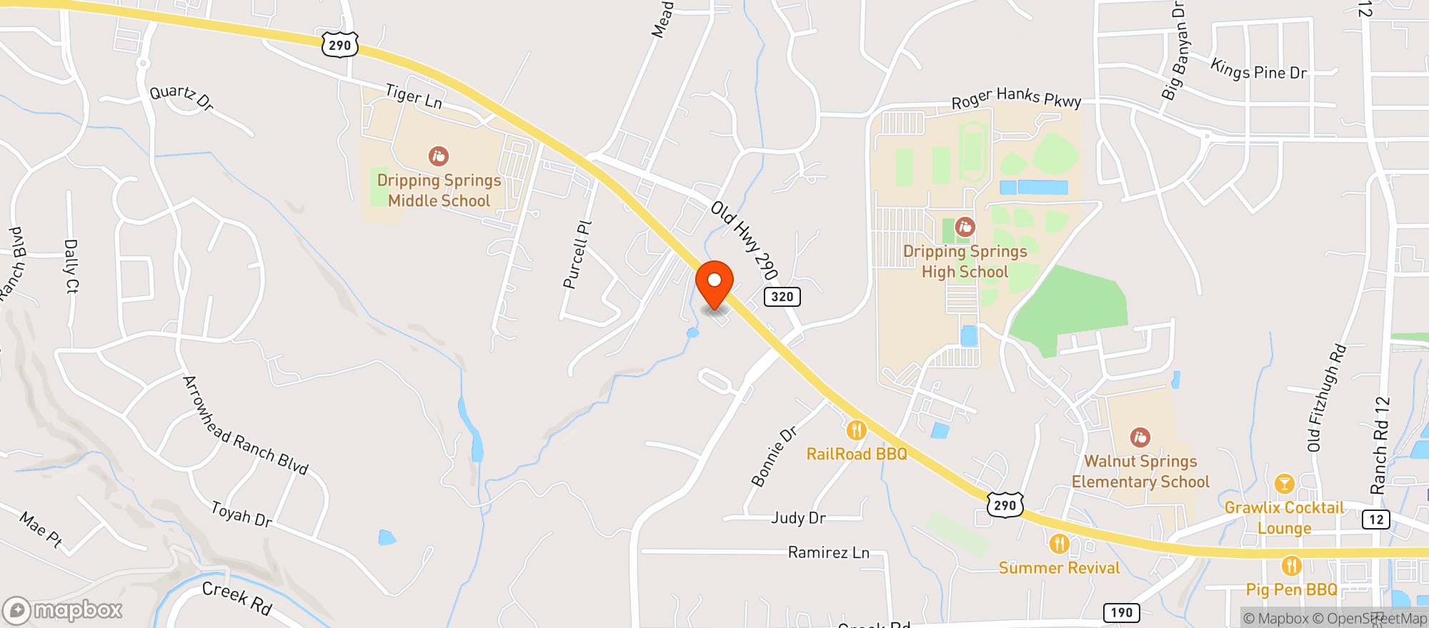 Map showing Highway 290 General Store #2