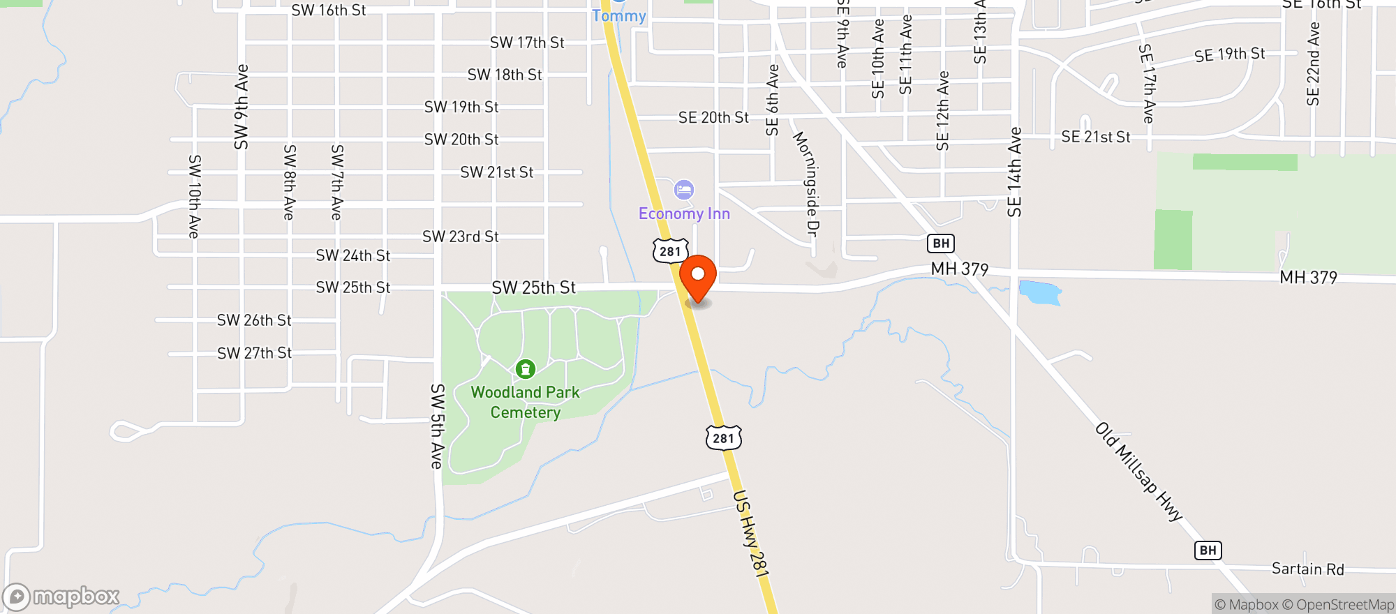 Map showing Allsup's