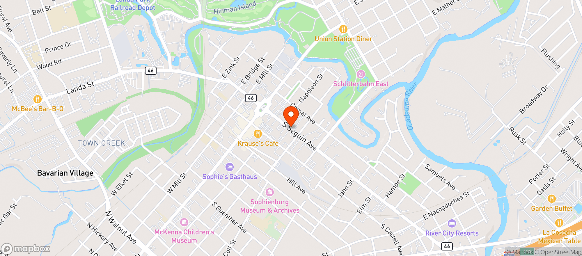 Map showing Alpine Haus Restaurant