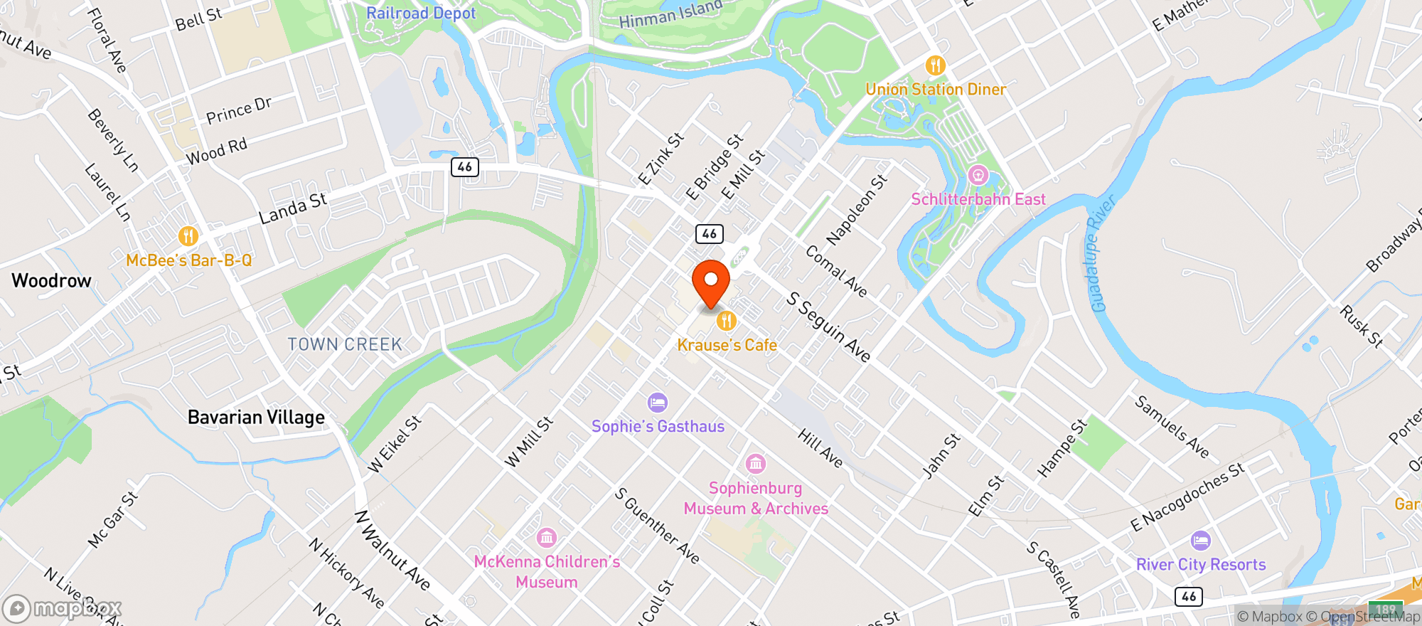 Map showing Scores Sports Bar