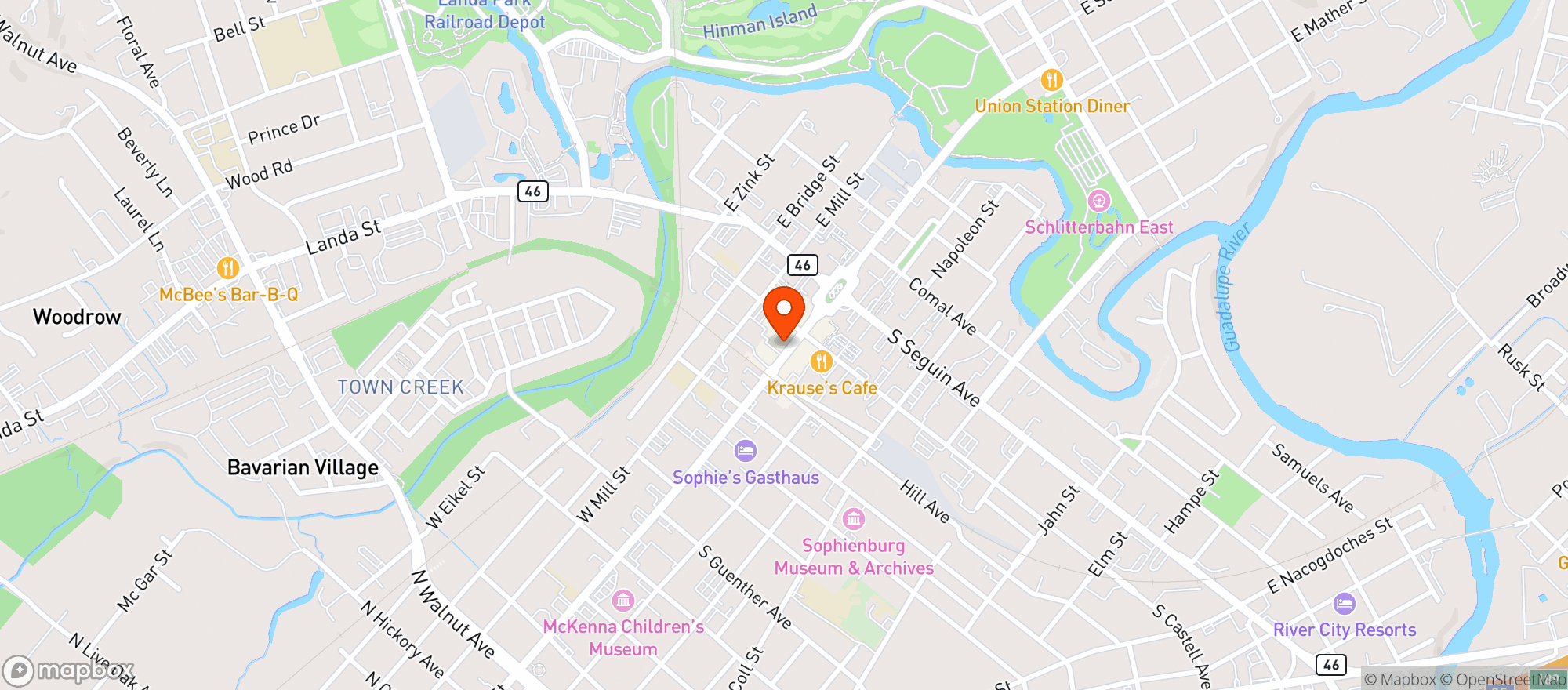 Map showing Moonshine & Ale