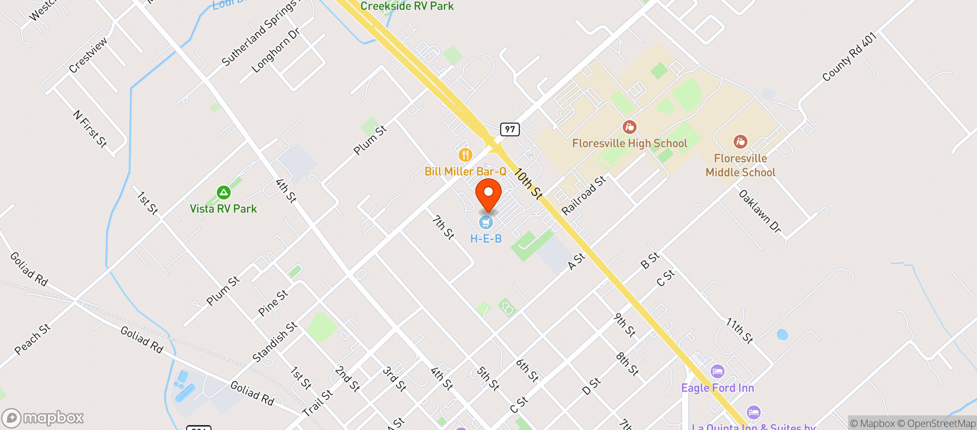 Map showing H E B Food Store