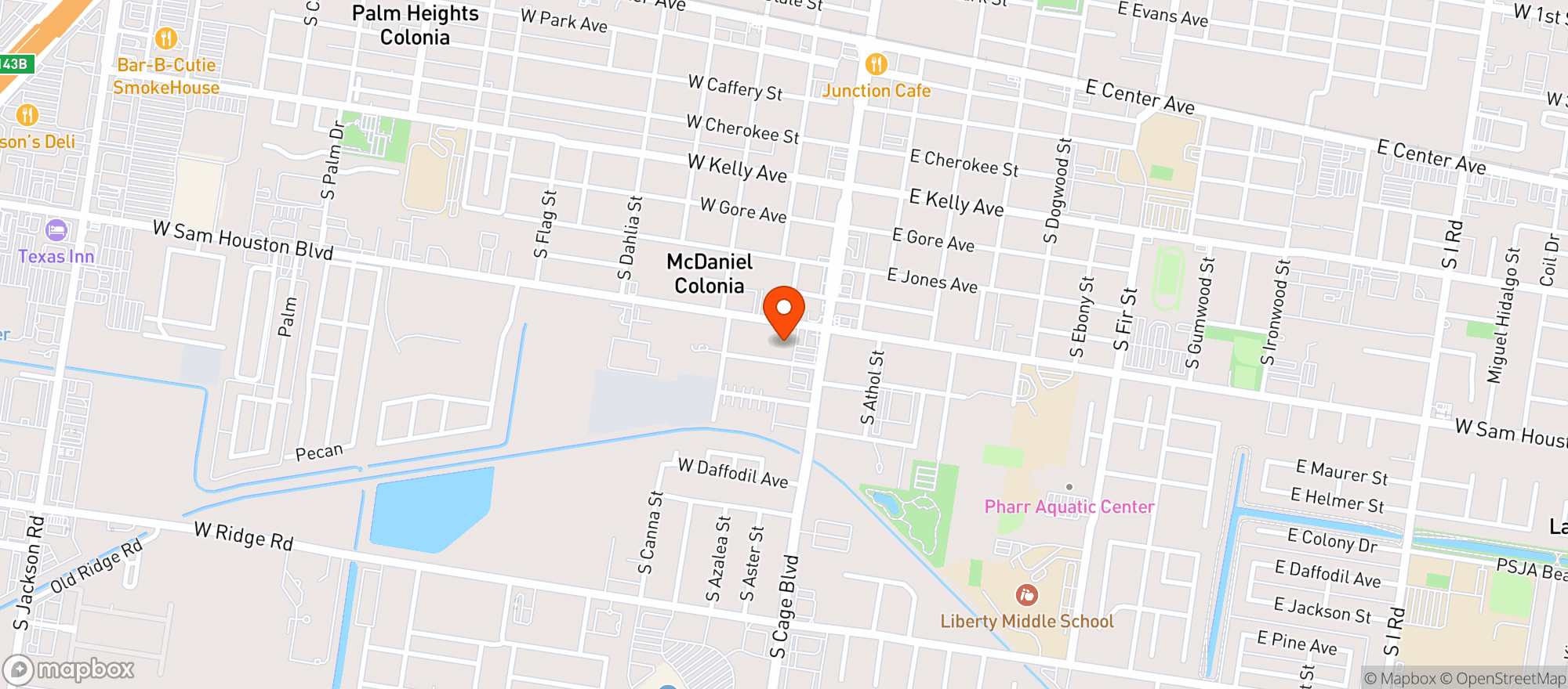 Map showing La Michoacana Meat Market