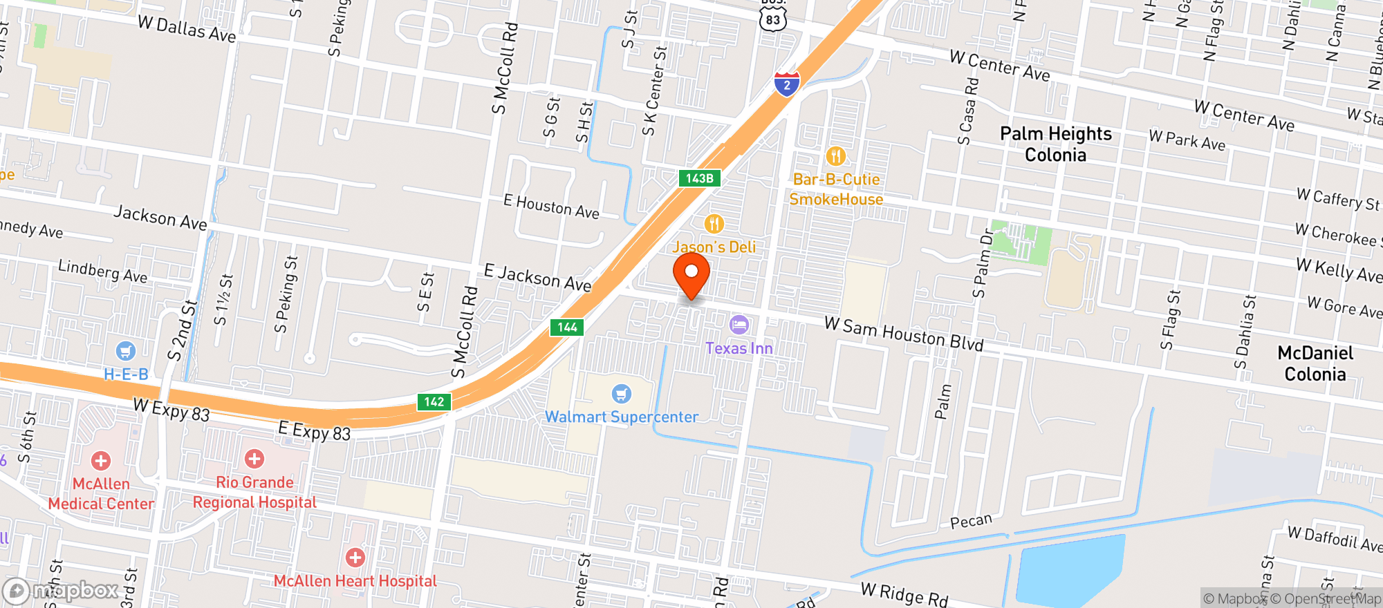 Map showing Texas Roadhouse