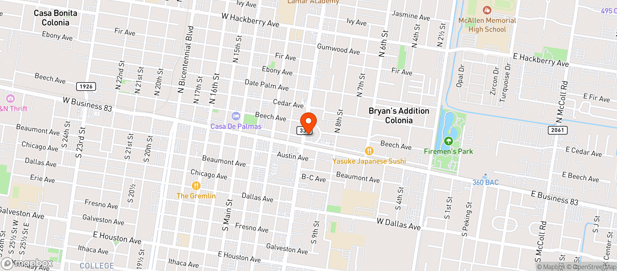 Map showing FELDMANS MCALLEN