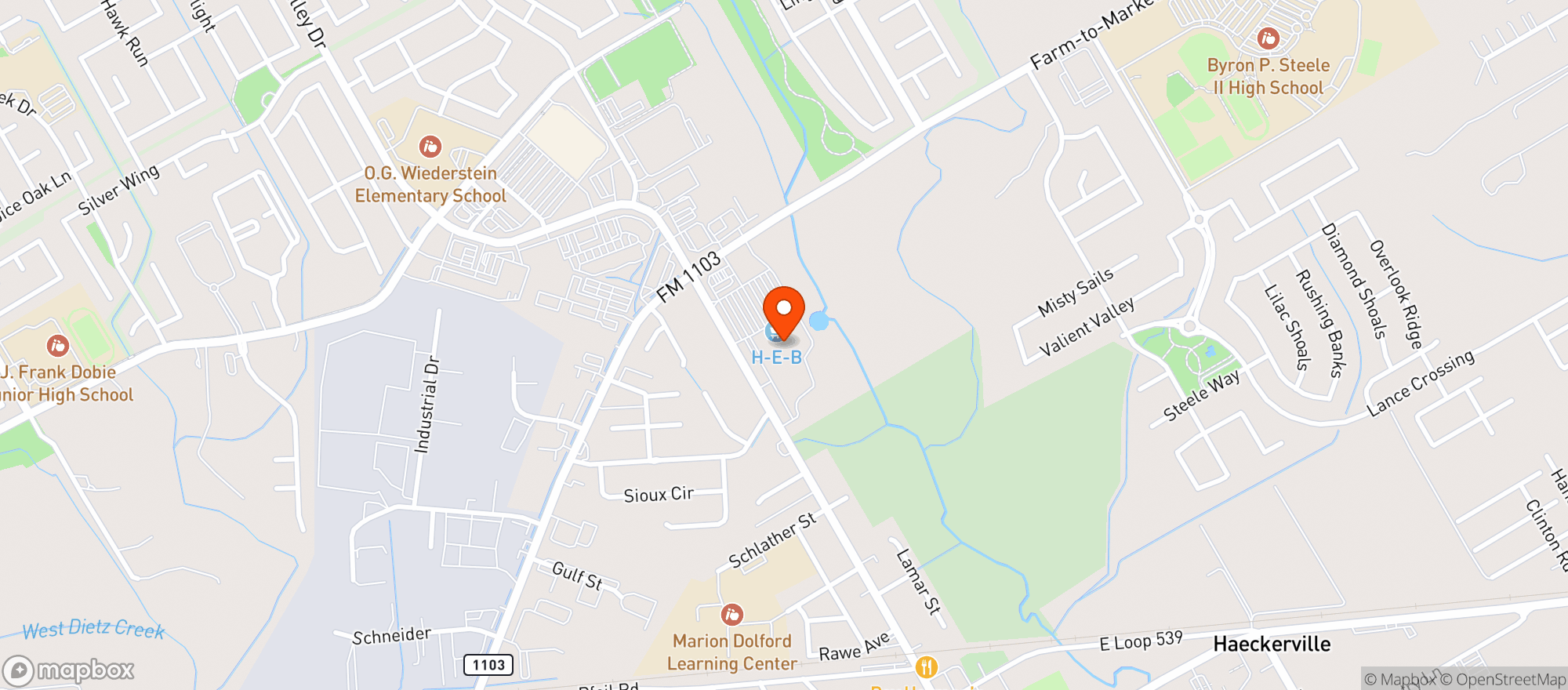 Map showing H E B FOOD STORE #785