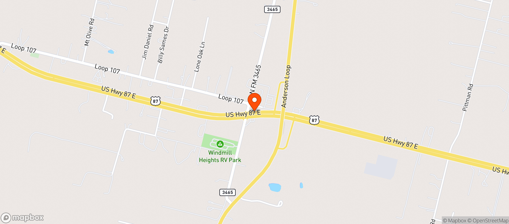 Map showing Hiway 87 Stop
