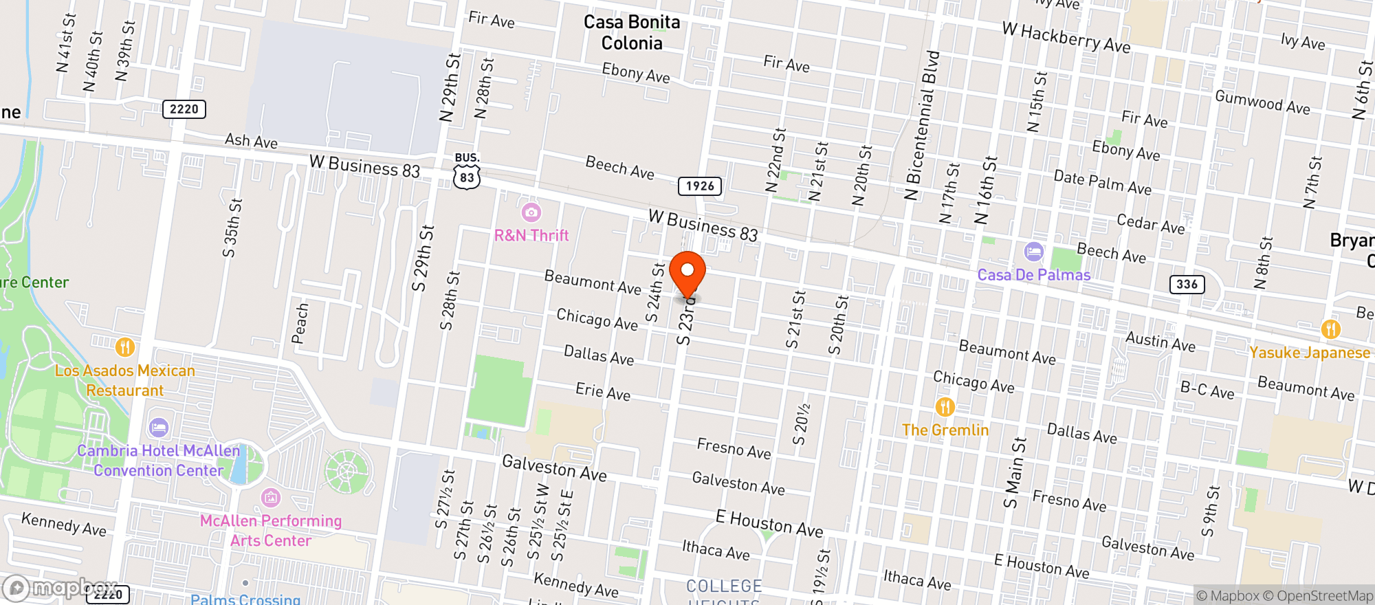 Map showing La Quinta Drive Thru