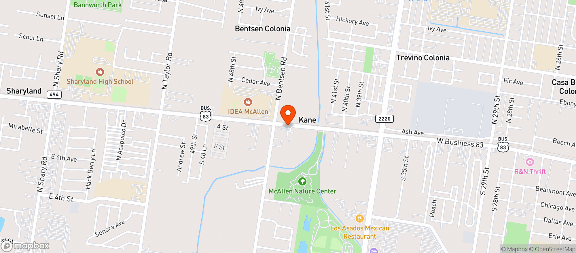 Map showing La Laguna Mcallen
