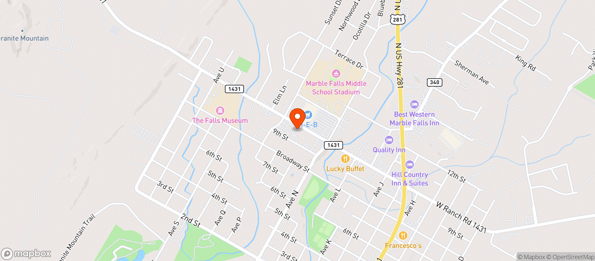 Map showing Bluebonnet CBD