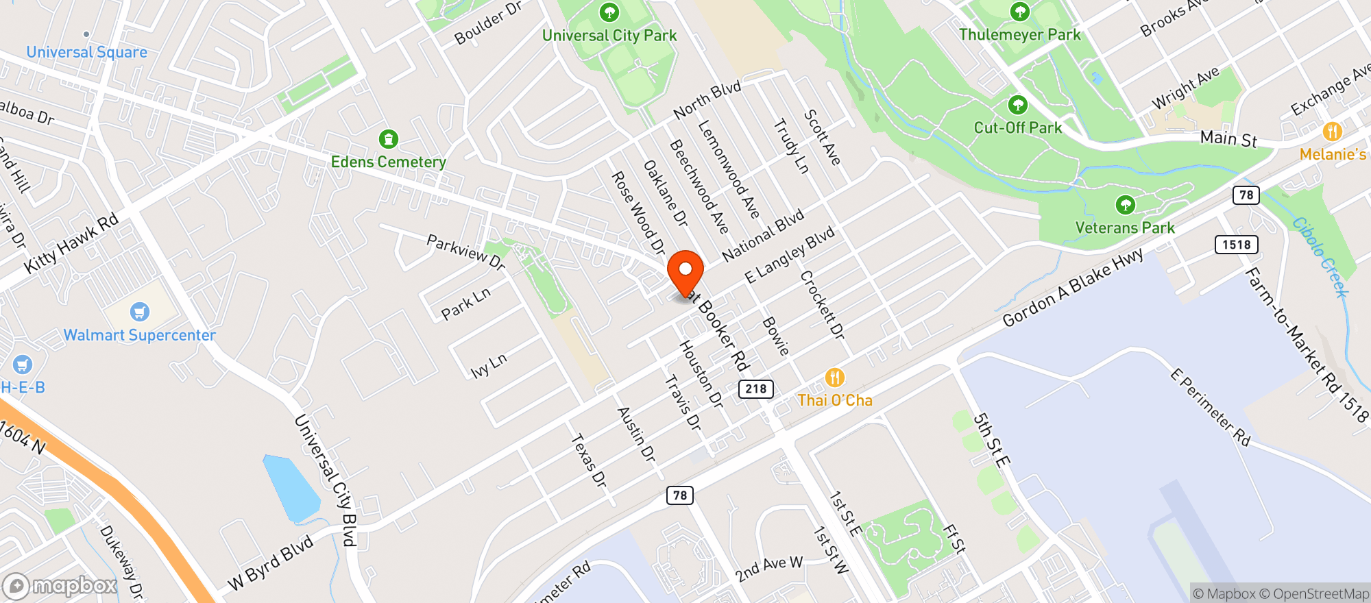 Map showing Gruene Botanicals - Universal City