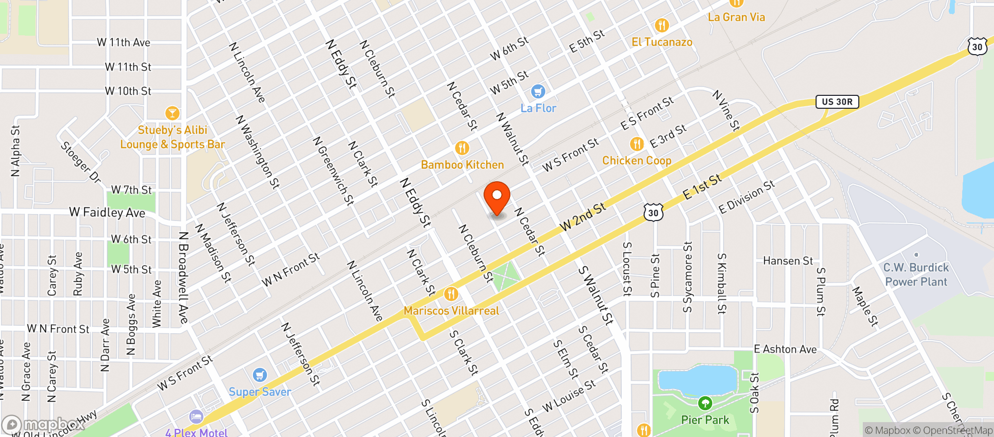 Map showing Double V