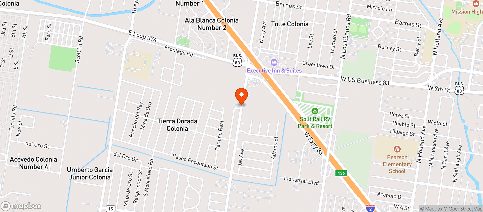 Map showing Buddys Drive Thru