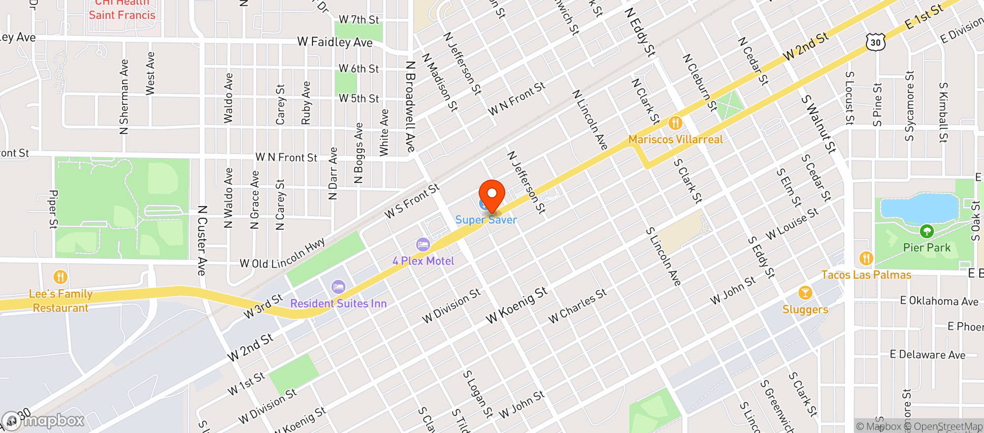 Map showing Super Saver
