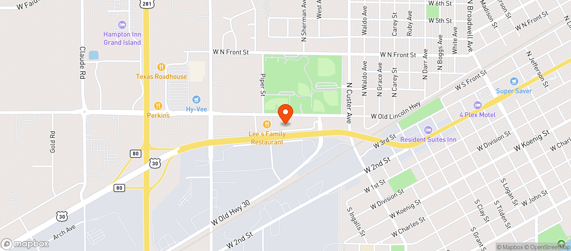Map showing Grand Island Vapors Llc