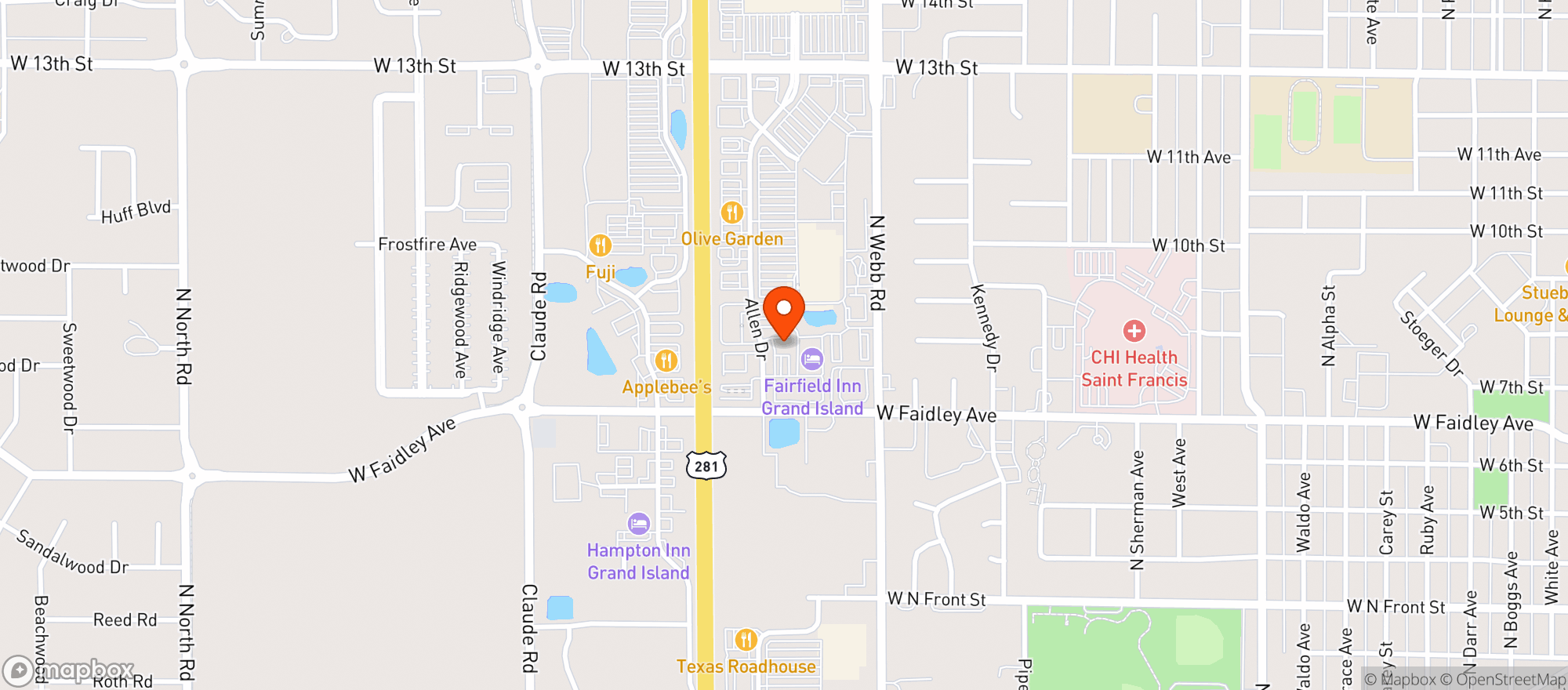 Map showing Buffalo Wild Wings Gril #313