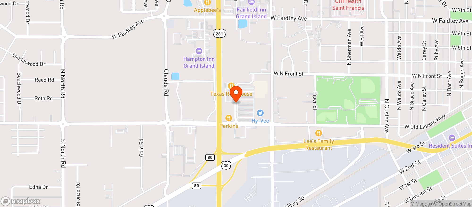 Map showing Hy Vee Food Store